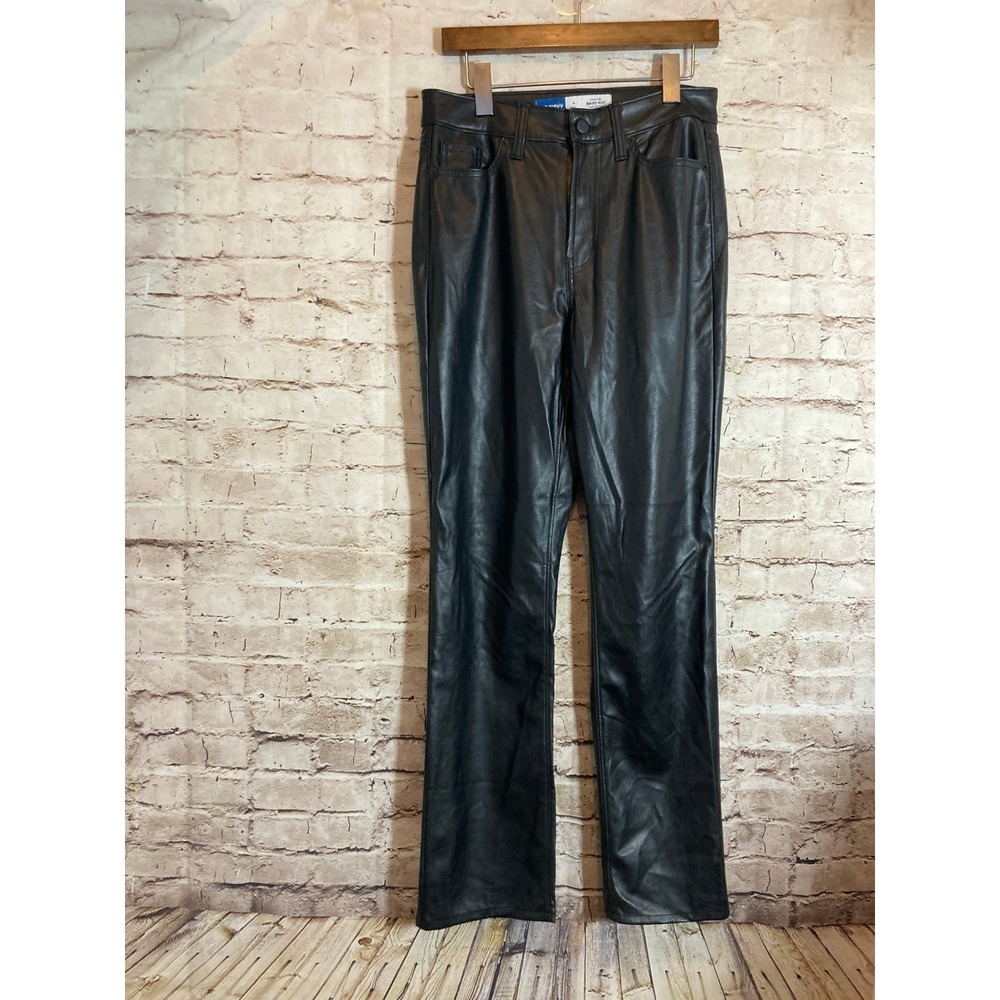 Old Navy High Rise Boot Cut Faux Leather Pants Womens 4 Tall Black Grunge Goth